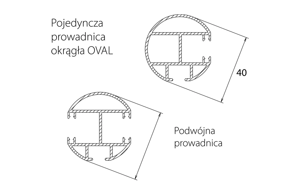 Prowadnica do żaluzji fasadowych z kasetą oval